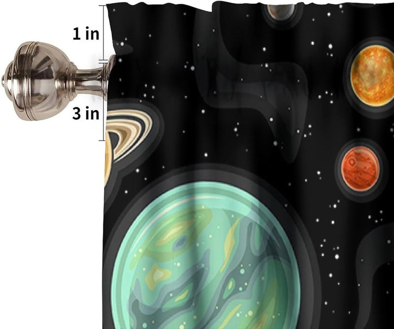YSWOW Space Valance Curtain Galaxy Planet Outer Space Universe Art Printed Valance for Kids Boys Bedroom Nursery Decor W54xL18in Fabric 1 Panel - Image 4